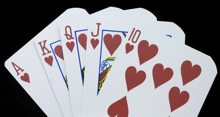 Royal Flush poker hand, suit of hearts
