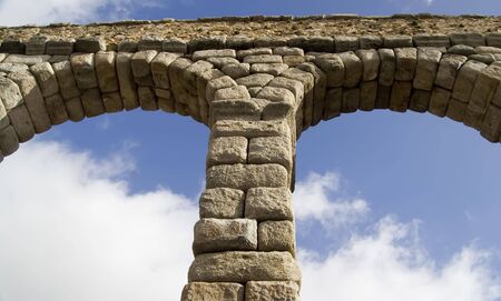 Roman Aquaduct in Segovia, Spain.  Built in the second half of the 1st century AD, it is one of the most significant and best-preserved monuments left by the Romans on the Iberian Peninsulaの写真素材