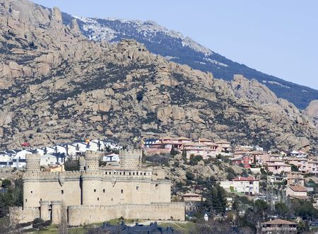 Manzanares El Real in Madrid province, Spain.  Home of a fortress-palace from the 15th century, the...