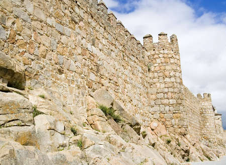 Medieval city walls in Avila Spain.  Considered the best preserved in Europe.の写真素材