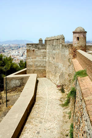 Castillo de Gibralfaro in Malaga, Andalucia Spain.  Built by the moors at the beginning of the 14th century.の写真素材