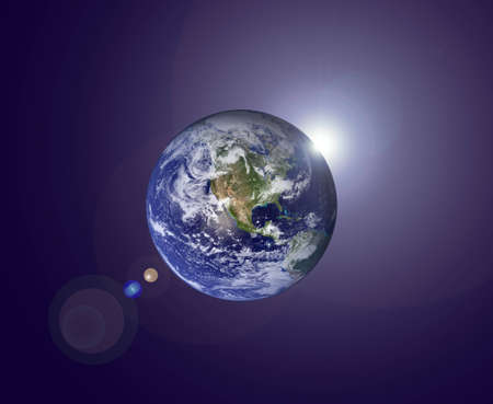 Photo montage of the sun rising from behind the earth.