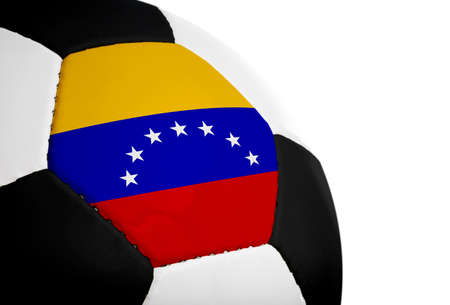 Venezuelan flag painted/projected onto a football (soccer ball).  Isolated on a white background.の写真素材
