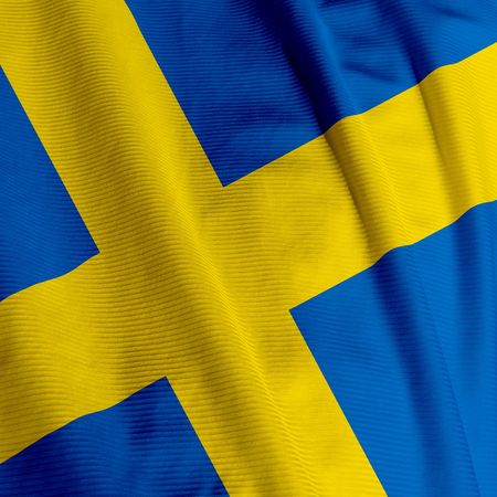 Close up of the Swedish flag, square imageの写真素材