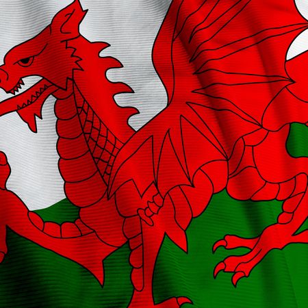 Close up of the Welsh flag, square imageの写真素材