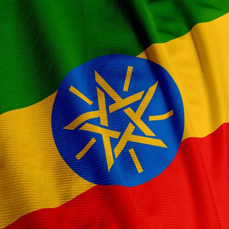Closeup of the Ethiopian flag, square imageの写真素材