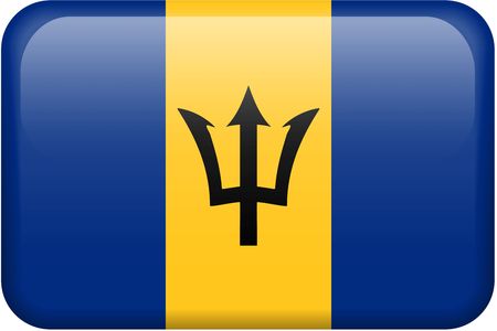 Barbadian flag rectangular button.  Part of set of country flags all in 2:3 proportion with accurate design and colors.の写真素材