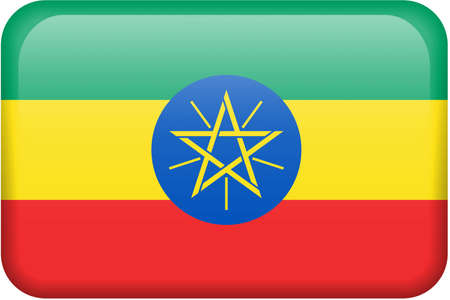 Ethiopian flag rectangular button.  Part of set of country flags all in 2:3 proportion with accurate design and colors.の写真素材