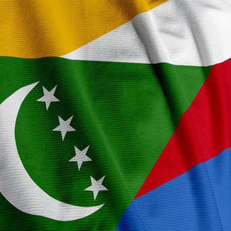 Close up of the flag of Comoros, square imageの写真素材