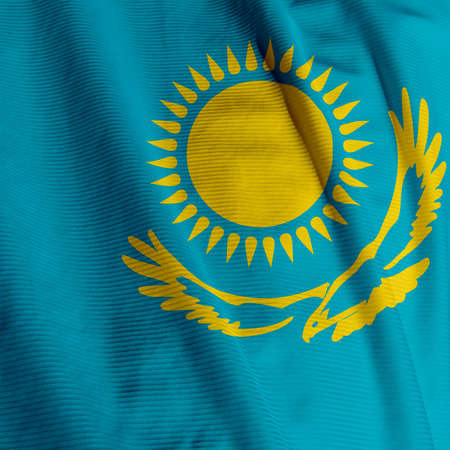 Close up of the flag of Kazakhstan, square imageの写真素材