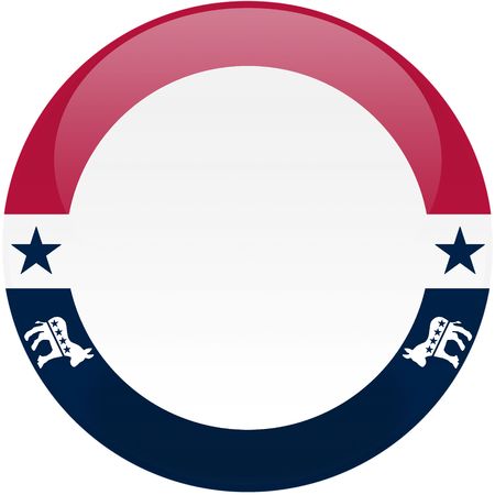 Election themed round button with 3d effect, Democratic party logos - clipping path includedのeditorial素材