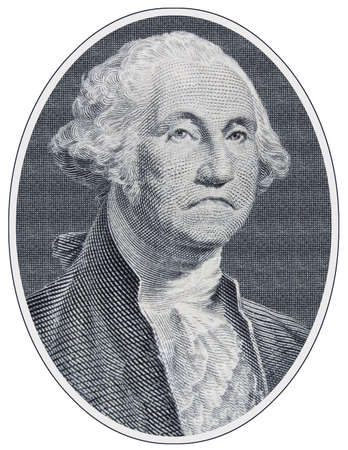 Closeup of a sad George Washington from a One Dollar Billの写真素材