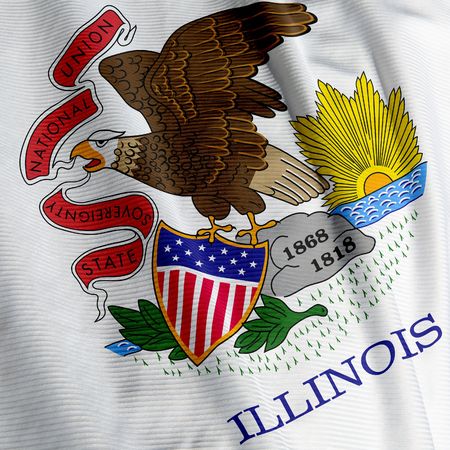 Close up of the flag of the US State of Illinois, square imageの写真素材