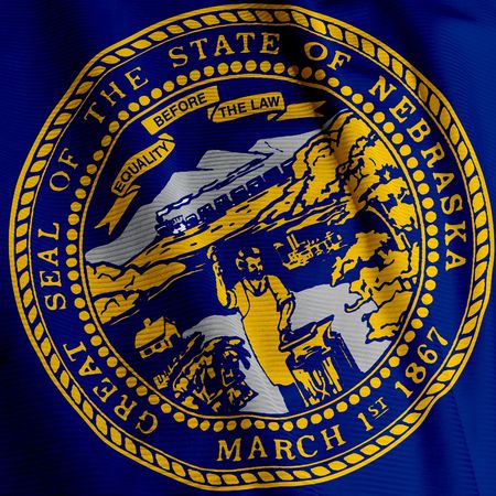Close up of the flag of the US State of Nebraska, square imageの写真素材