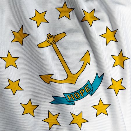 Close up of the flag of the US State of Rhode Island, square imageの写真素材