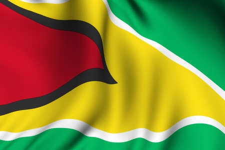 Rendering of a waving flag of Guyana with accurate colors and design.の写真素材