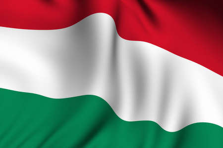 Rendering of a waving flag of Hungary with accurate colors and design.の写真素材