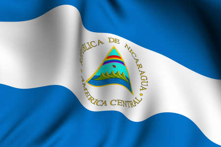 Rendering of a waving flag of Nicaragua with accurate colors and design.の写真素材