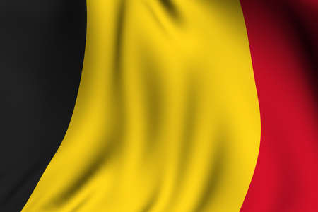 Rendering of a waving flag of Belgium with accurate colors and design.の写真素材