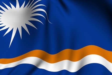 Rendering of a waving flag of the Marshall Islands with accurate colors and design.の写真素材