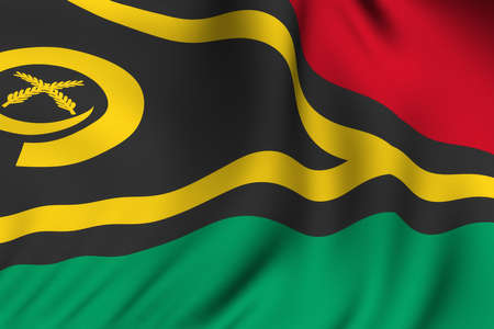 Rendering of a waving flag of Vanuatu with accurate colors and design and a fabric texture.の写真素材