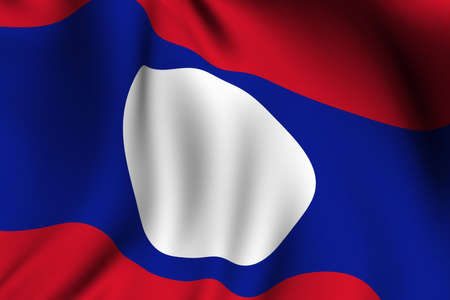 Rendering of a waving flag of Laos (Catalonia) with accurate colors and design and a fabric texture.の写真素材