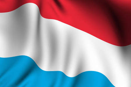 Rendering of a waving flag of Luxembourg with accurate colors and design and a fabric texture.の写真素材