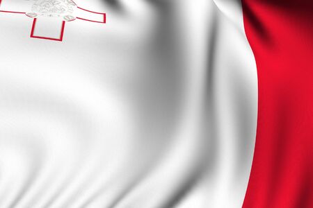 Rendering of a waving flag of Malta with accurate colors and design and a fabric texture.の写真素材