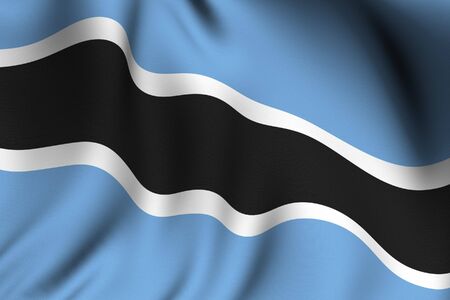 Rendering of a waving flag of Botswana with accurate colors and design and a fabric texture.の写真素材