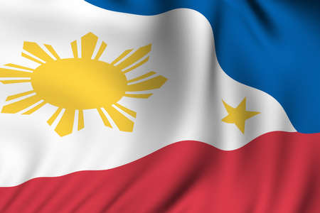Rendering of a waving flag of the Philippines with accurate colors and design and a fabric texture.の写真素材