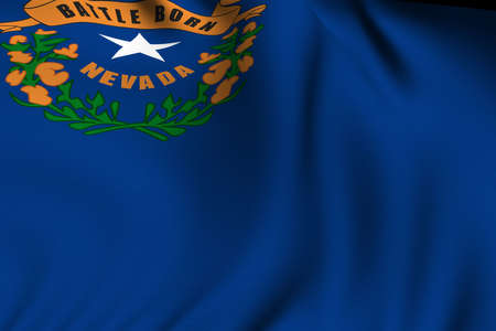 Rendering of a waving flag of the US state of Nevada with accurate colors and design and a fabric texture.の写真素材
