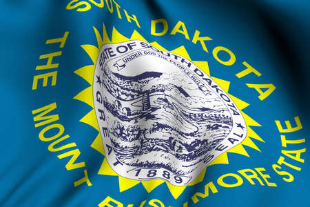 Rendering of a waving flag of the US state of South Dakota with accurate colors and design and a fabric texture.の写真素材