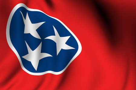 Rendering of a waving flag of the US state of Tennessee with accurate colors and design and a fabric texture.の写真素材