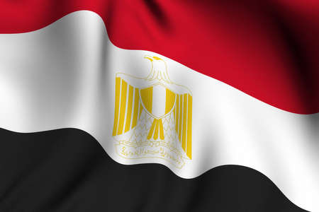 Rendering of a waving flag of Egypt with accurate colors and design and a fabric texture.