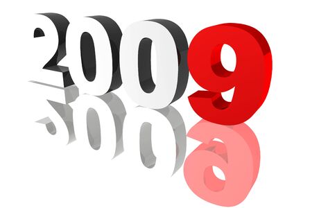 Rendered 2009 numbers on a reflective surface.の写真素材