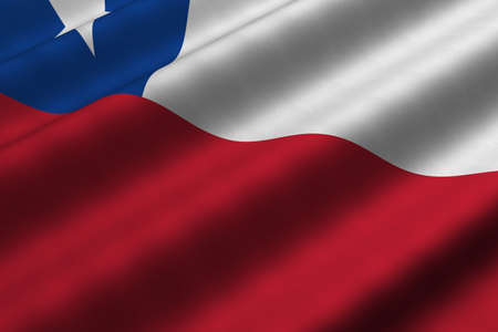 Detailed 3d rendering closeup of the flag of Chile.  Flag has a detailed realistic fabric texture.の写真素材