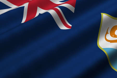 Detailed 3d rendering closeup of the flag of Anguilla.  Flag has a detailed realistic fabric texture.の写真素材