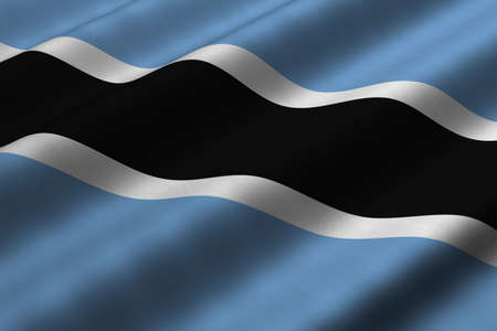 Detailed 3d rendering closeup of the flag of Botswana.  Flag has a detailed realistic fabric texture.の写真素材