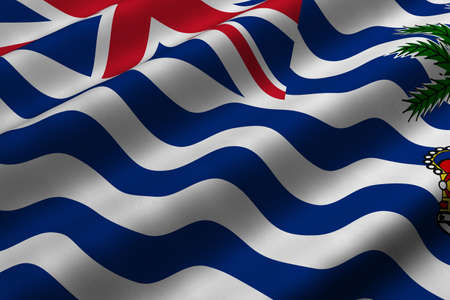Detailed 3d rendering closeup of the flag of the British Indian Ocean Territory.  Flag has a detailed realistic fabric texture.の写真素材