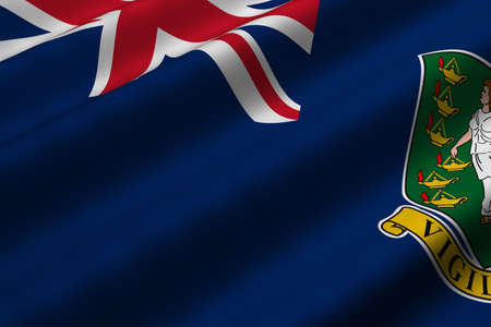 Detailed 3d rendering closeup of the flag of the British Virgin Islands.  Flag has a detailed realistic fabric texture.の写真素材