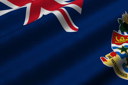 Detailed 3d rendering closeup of the flag of the Cayman Islands.  Flag has a detailed realistic fabric texture.の写真素材
