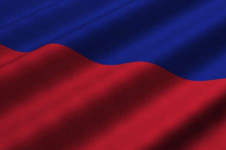 Detailed 3d rendering closeup of the flag of Haiti.  Flag has a detailed realistic fabric texture.の写真素材