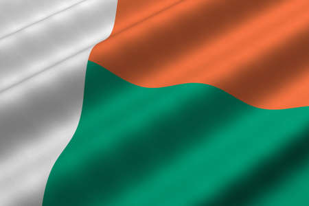 Detailed 3d rendering closeup of the flag of Madagascar.  Flag has a detailed realistic fabric texture.の写真素材