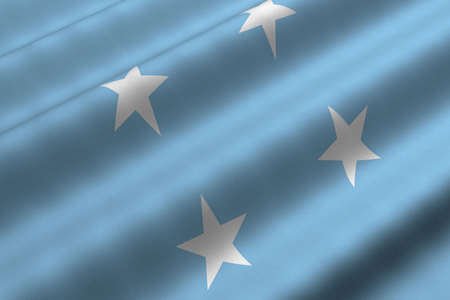 Detailed 3d rendering closeup of the flag of Micronesia.  Flag has a detailed realistic fabric texture.の写真素材