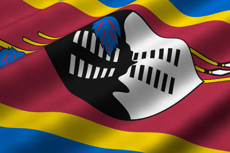 Detailed 3d rendering closeup of the flag of Swaziland.  Flag has a detailed realistic fabric texture.の写真素材