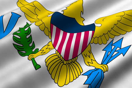 Detailed 3d rendering closeup of the flag of the United States Virgin Islands.  Flag has a detailed...