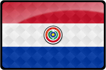 Stylish Paraguayan flag rectangular button with diamond pattern overlay.  Part of set of country flags all in 2:3 proportion with accurate design and colors.の写真素材