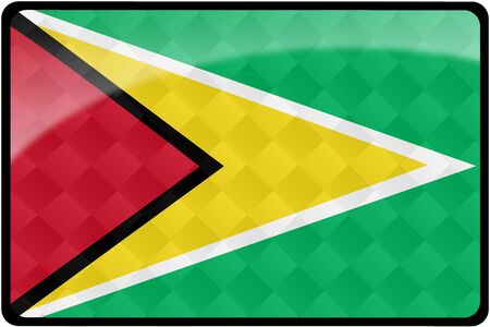 Stylish Guyanese flag rectangular button with diamond pattern overlay.  Part of set of country flags all in 2:3 proportion with accurate design and colors.の写真素材