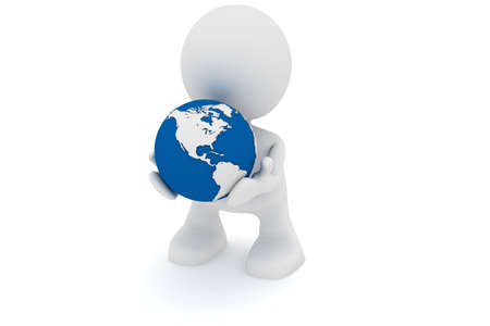 Illustration of a man holding a globe in his hands.  Part of my cute green man series.