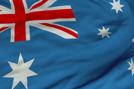 Detailed 3D rendering closeup of the flag of Australia.  Flag has a detailed realistic fabric texture and an accurate design and colors.の写真素材